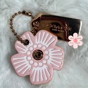 1" COACH Gold Tea Rose Flower Floral Bag Charm Hang Tag